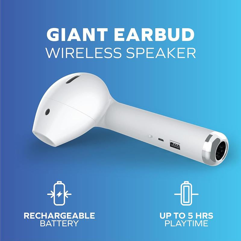 Wireless Earphone Shape Speaker, USB Charging Support Microphone FM Radio TF Card Wireless Loudspeaker, 360° Stereo Hifi Sound Portable Speaker,