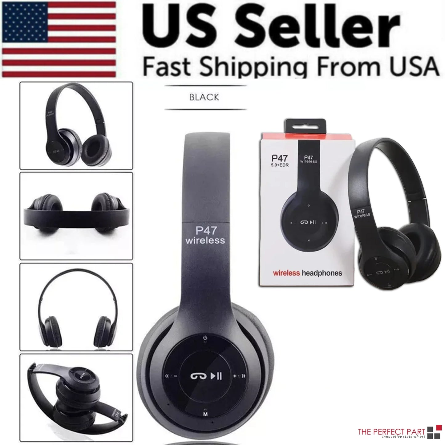 Wireless Bluetooth 5.0 Headphones Headset Over-Ear FM Radio MIC Foldable TF Card