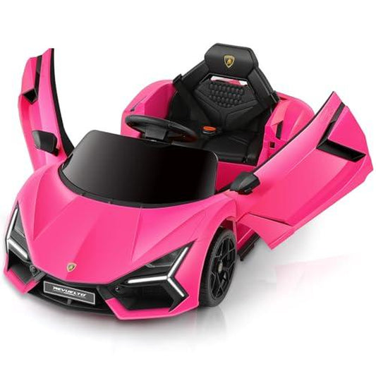 [Springtok] Licensed Lamborghini Ride-On Car – 12V Electric Car for Kids with Remote, Scissor Door, Bluetooth, LED Light, MP3 Player, Wide Seat