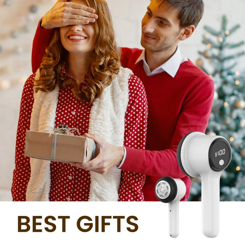 Rechargeable Lint Remover, Electric Fabric Shaver with LED Display and 2 Extra Blades for Clothes, Furniture, and Upholstery