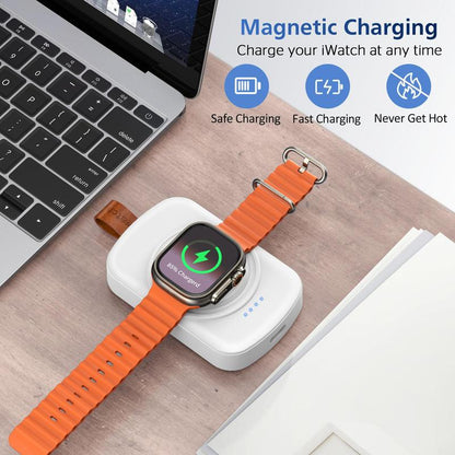 Portable Wireless Charger, 1 Count 1800Mah Rechargeable Power Bank for Watch, Watch Charger with Keychain for Apple Watch Series