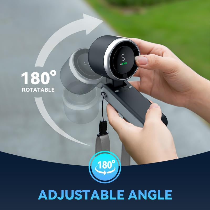 Sparkhq Portable Handheld Turbo Fan, 5 Speeds, <36Db, 4000Mah Battery Operated, up to 10 Working Hours, 3 in 1 Hand Fan Rechargeable with Air Turbo Tech Cooling Fan for Outdoor Activities, Travel, Working