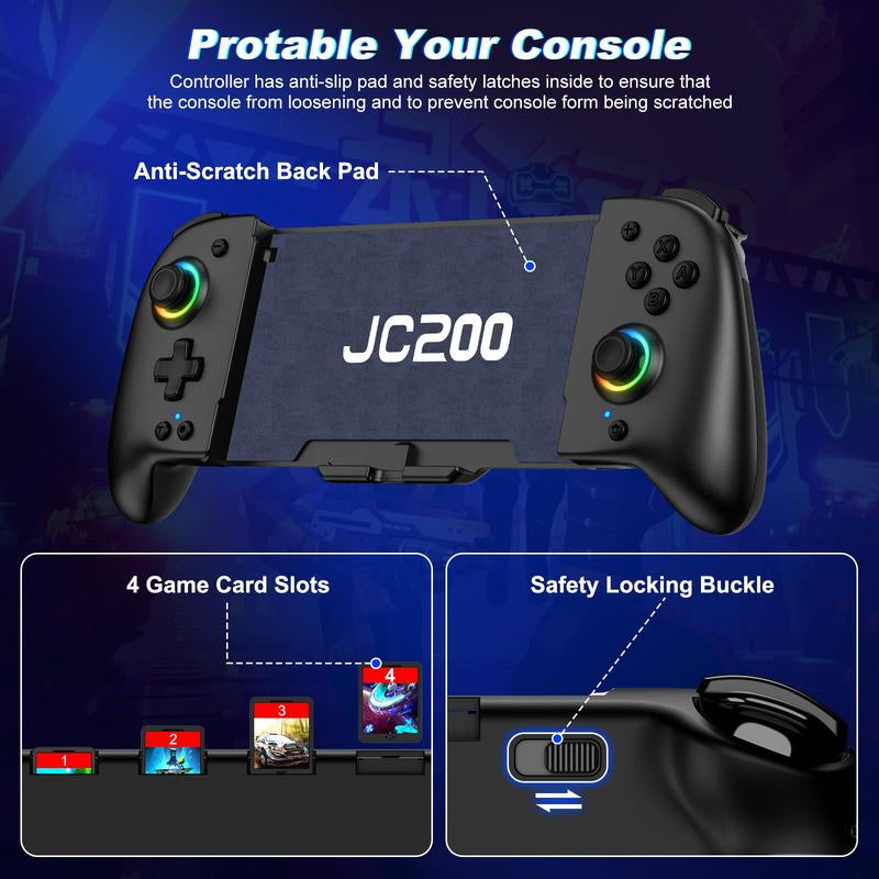 Wireless Pro Controller for Switch/Oled, Joypad with Full-Size Ergonomic Handheld Mode Controller/Battery/Rgb/Turbo/Programming