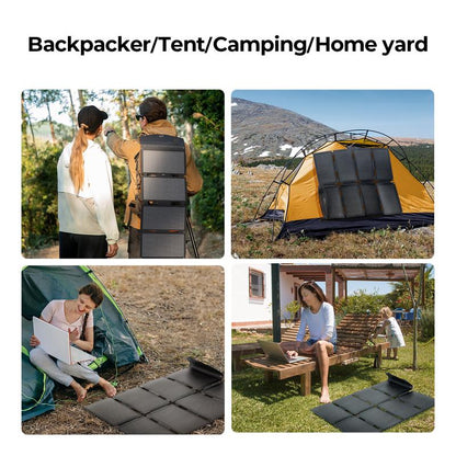 【Bougerv 100 Watt Fiberglass Portable Solar Panel for Juicego 240Wh Power Station】Foldable Solar Cell Solar Charger with USB Outputs for Phones,Ultra-Fast Charging for Outdoor, Camping, Hiking