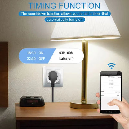 Tuya Smart Home Socket Wifi 20A EU Plug Outlet Remote Control Timer Power Monitor Support Voice Google Home Alexa