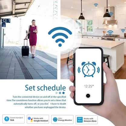 Tuya Smart Home Socket Wifi 20A EU Plug Outlet Remote Control Timer Power Monitor Support Voice Google Home Alexa