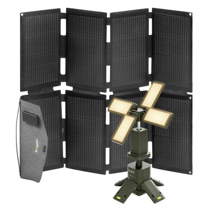 【Bougerv 100 Watt Fiberglass Portable Solar Panel for Juicego 240Wh Power Station】Foldable Solar Cell Solar Charger with USB Outputs for Phones,Ultra-Fast Charging for Outdoor, Camping, Hiking