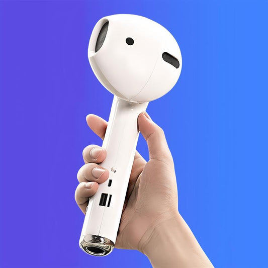 Wireless Earphone Shape Speaker, USB Charging Support Microphone FM Radio TF Card Wireless Loudspeaker, 360° Stereo Hifi Sound Portable Speaker,