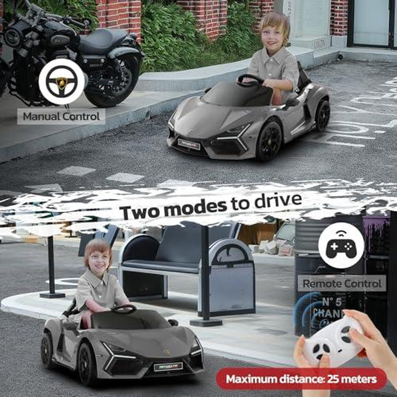 [Springtok] Licensed Lamborghini Ride-On Car – 12V Electric Car for Kids with Remote, Scissor Door, Bluetooth, LED Light, MP3 Player, Wide Seat