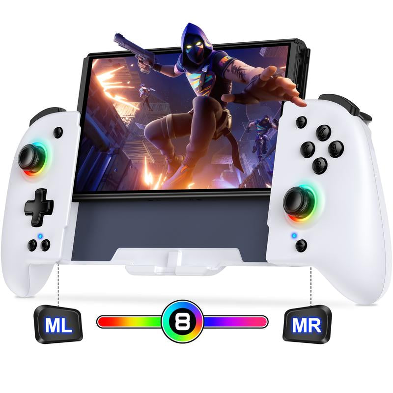 Wireless Pro Controller for Switch/Oled, Joypad with Full-Size Ergonomic Handheld Mode Controller/Battery/Rgb/Turbo/Programming