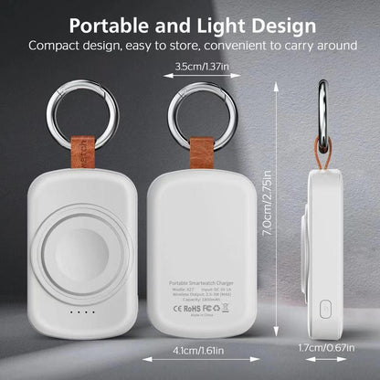 Portable Wireless Charger, 1 Count 1800Mah Rechargeable Power Bank for Watch, Watch Charger with Keychain for Apple Watch Series