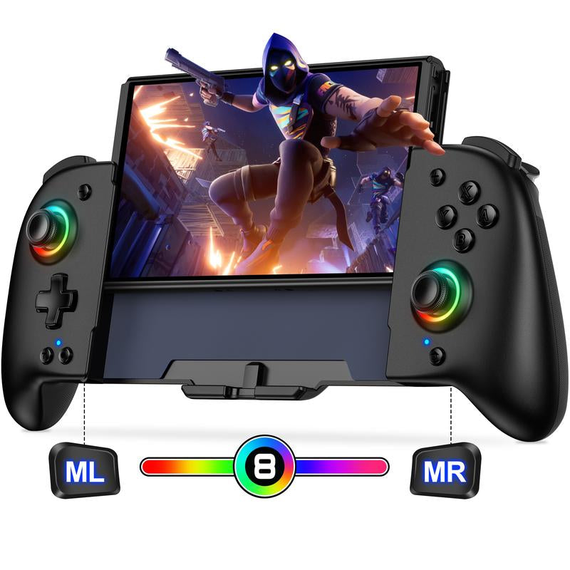 Wireless Pro Controller for Switch/Oled, Joypad with Full-Size Ergonomic Handheld Mode Controller/Battery/Rgb/Turbo/Programming